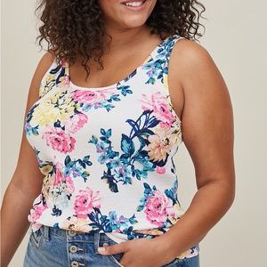 2X Torrid Floral Knit Smocked Scoop Neck Tank